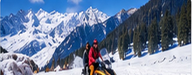 Snow activities and Solang Valley mountain views